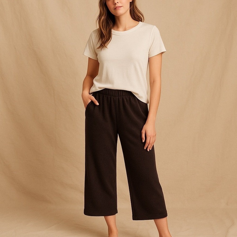 Blair Women's Petite Black Cropped Pants Elastic Waist Pockets‎ Casual Comfort - Picture 3 of 7